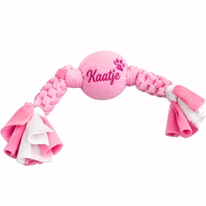 Gepersonaliseerd hondenspeeltje JollyCandy met tennisbal